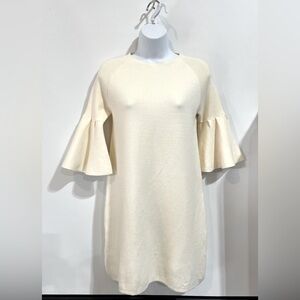 All:Row Women’s Ivory Bell Sleeve Sweater Mini Dress Size Small‎